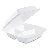 Dart® Foam Hinged Lid Containers, 3-Compartment, 8.38 x 7.78 x 3.25, 200/Carton Food Containers-Takeout Clamshell, Foam - Office Ready