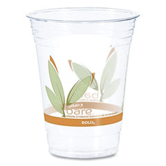 Dart® Bare® Eco-Forward® RPET Cold Cups, 16 oz to 18 oz, Leaf Design, Clear, 50/Pack, 20 Packs/Carton