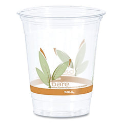 Dart® Bare® Eco-Forward® RPET Cold Cups, 12 oz to 14 oz, Leaf Design, Clear, Squat, 50/Pack, 20 Packs/Carton
