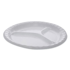 Pactiv Evergreen Laminated Foam Dinnerware, 3-Compartment Plate, 10.25" dia, White, 540/Carton