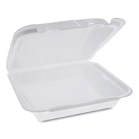 Pactiv Evergreen Foam Hinged Lid Containers, Dual Tab Lock Happy Face, 8 x 7.75 x 2.25, White, 200/Carton Food Containers-Takeout Clamshell, Foam - Office Ready