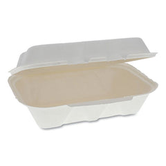 Pactiv Evergreen EarthChoice® Bagasse Hinged Lid Container, Dual Tab Lock, 9.1 x 6.1 x 3.3, Natural, 150/Carton