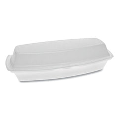 Pactiv Evergreen Foam Hinged Lid Containers, Single Tab Lock Hot Dog, 7.25 x 3 x 2, White, 504/Carton