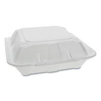 Pactiv Evergreen Foam Hinged Lid Containers, Dual Tab Lock, 9.13 x 9 x 3.25, White, 150/Carton Food Containers-Takeout Clamshell, Foam - Office Ready