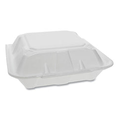 Pactiv Evergreen Foam Hinged Lid Containers, Dual Tab Lock, 9.13 x 9 x 3.25, White, 150/Carton