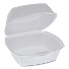 Pactiv Evergreen Foam Hinged Lid Containers, Single Tab Lock, 5.13 x 5.13 x 2.5, White, 500/Carton