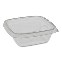 Pactiv Evergreen EarthChoice® Recycled PET Square Base Salad Containers, 12 oz, 5 x 5 x 1.63, Clear, 504/Carton Food Containers-Takeout Bowl/Base, Plastic - Office Ready