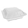 Pactiv Evergreen Foam Hinged Lid Containers, Dual Tab Lock Economy, 3-Compartment, 9.13 x 9 x 3.25, White, 150/Carton Food Containers-Takeout Clamshell, Foam - Office Ready