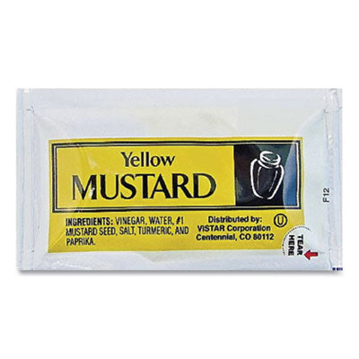 Vistar Condiment Packets, Mustard, 0.16 oz Packet, 200/Carton Condiments - Office Ready