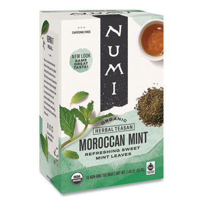 Numi® Organic Tea, 1.4 oz, Moroccan Mint, 18/Box Beverages-Tea Bag - Office Ready