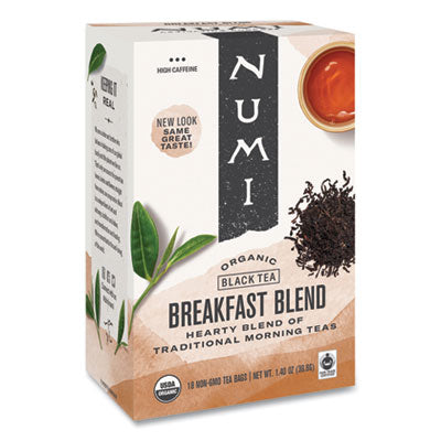 Numi® Organic Tea, 1.4 oz, Breakfast Blend, 18/Box Beverages-Tea Bag - Office Ready