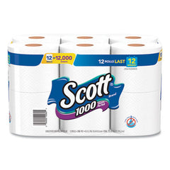 Scott® 1000 Bathroom Tissue, Septic Safe, 1-Ply, White, 1000 Sheets/Roll, 12 Rolls/Pack, 4 Pack/Carton