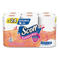 Scott® ComfortPlus Toilet Paper, Double Roll, Bath Tissue, Double Roll, Bath Tissue, Septic Safe, 1-Ply, White, 231 Sheets/Roll, 12 Rolls/Pack Tissues-Bath Double/Big Roll - Office Ready