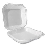 Plastifar Foam Hinged Lid Containers, Secure Two Tab Latch, Poly Bag, 8 x 8.56 x 2.76, White, 100/Sleeve, 2 Sleeves/Bag, 1 Bag/Pack Takeout Food Containers - Office Ready