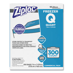 Ziploc® Zipper Freezer Bags, 1 qt, 2.7 mil, 7" x 7.75", Clear, 300/Carton