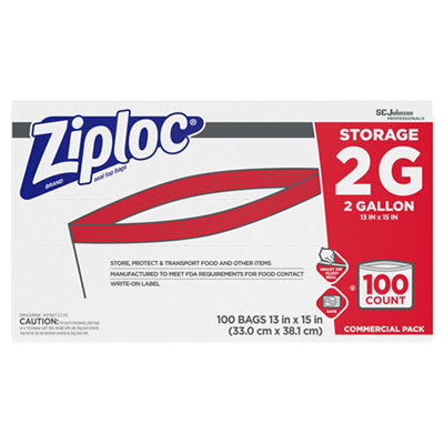 DIVERSEY ZIPLOC 2-GALLON STORAGE BAG 1.75 MIL (100/BAGS)