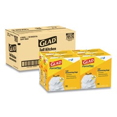 Glad® Tall Kitchen Drawstring Trash Bags, 13 gal, 0.72 mil, 24" x 27.38", Gray, 400/Carton