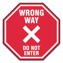Accuform® Slip-Gard™ Social Distance Floor Signs, 12 x 12, "Wrong Way Do Not Enter", Red, 25/Pack