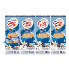 Coffee mate® Liquid Coffee Creamer, French Vanilla, 0.38 oz Mini Cups, 50/Box, 4 Boxes/Carton, 200 Total/Carton