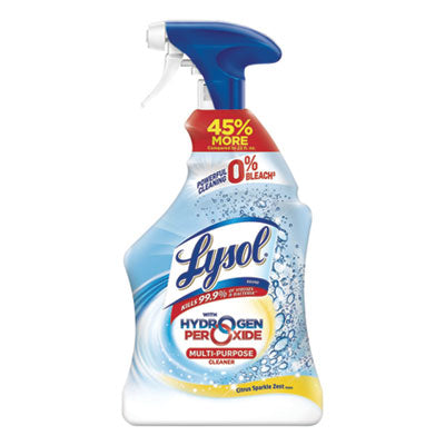 LYSOL® Brand Multi-Purpose Cleaner with Hydrogen Peroxide, Citrus Sparkle Zest, 32 oz Trigger Spray Bottle, 9/Carton Multipurpose Cleaners - Office Ready