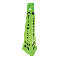 Impact® TriVu® Three-Sided Curbside Delivery Here Sign, Fluorescent Green, 14.75 x 12.7 x 40, Plastic Signs & Sign Holders-Facility Mgmt Signs - Office Ready