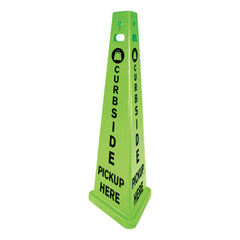 Impact® TriVu® Three-Sided Curbside Delivery Here Sign, Fluorescent Green, 14.75 x 12.7 x 40, Plastic