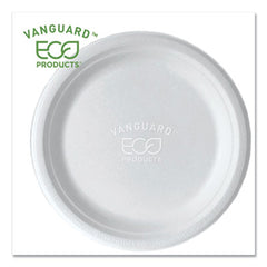Eco-Products® Vanguard Renewable and Compostable Sugarcane Plates, 9" dia, White, 500/Carton