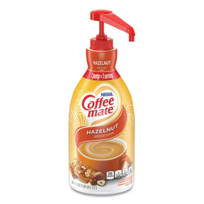 Coffee mate® Liquid Creamer Pump Bottle, Hazelnut, 1500mL Pump Bottle Coffee Condiments-Creamer - Office Ready