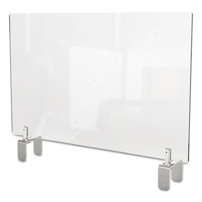 Ghent Clear Partition Extender with Attached Clamp, 36 x 3.88 x 30, Thermoplastic Sheeting Partition & Panel Systems-Social Distancing Barriers - Office Ready