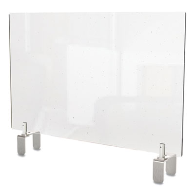 Ghent Clear Partition Extender with Attached Clamp, 29 x 3.88 x 18, Thermoplastic Sheeting Partition & Panel Systems-Social Distancing Barriers - Office Ready
