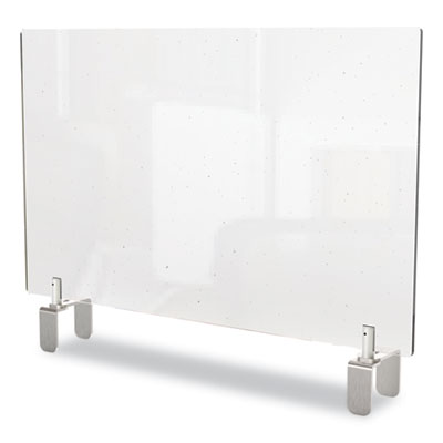 Ghent Clear Partition Extender with Attached Clamp, 29 x 3.88 x 30, Thermoplastic Sheeting Partition & Panel Systems-Social Distancing Barriers - Office Ready