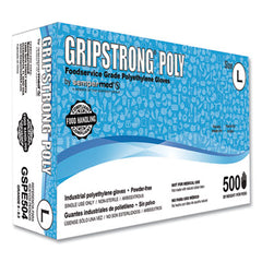 GripStrong® Poly Foodservice Grade Polyethylene Gloves, Clear, Large, Polyethylene, 500/Box, 20 Boxes/Carton