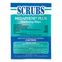 SCRUBS® MEDAPHENE® Plus Disinfecting Wipes, 1-Ply, 6 x 8, Citrus, White, Individual Foil Packets, 100/Carton Cleaner/Detergent Wet Wipes - Office Ready