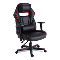 Alera® Racing Style Ergonomic Gaming Chair, Supports 275 lb, 15.91" to 19.8" Seat Height, Black/Red Trim Seat/Back, Black/Red Base