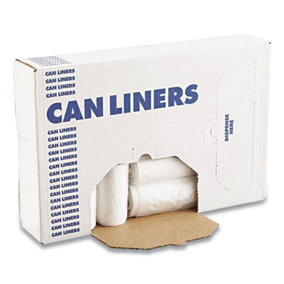 Boardwalk® High Density Industrial Can Liners Coreless Rolls, 45 gal, 13 microns, 40 x 48, Natural, 10 Rolls of 25 Bags Bags-High-Density Waste Can Liners - Office Ready
