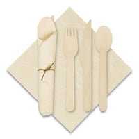 Hoffmaster® Pre-Rolled Caterwrap Kraft Napkins with Wood Cutlery, 6 x 12 Napkin;Fork;Knife;Spoon, 7
