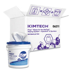 Kimtech™ Wipers for WETTASK* System, Bleach, Disinfectants & Sanitizers, Bleach, Disinfectants and Sanitizers, 6 x 12, 140/Roll, 6 Rolls and 1 Bucket/Carton