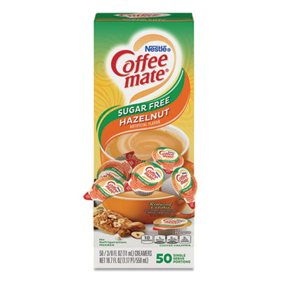 Coffee mate® Liquid Coffee Creamer, Sugar Free Hazelnut, 0.38 oz Mini Cups, 50/Box Coffee Creamers - Office Ready