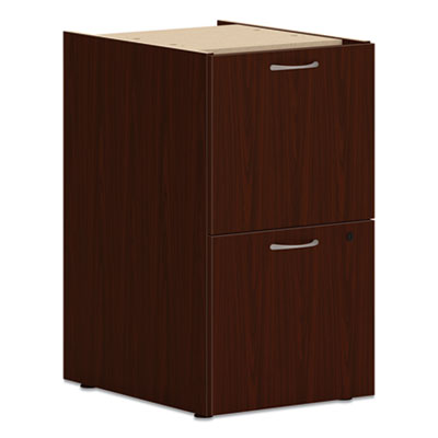 HON® Mod Support Pedestal, Left or Right, 2 Legal/Letter-Size File Drawers, Traditional Mahogany, 15