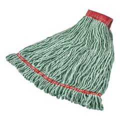 Rubbermaid® Commercial Web Foot® Shrinkless® Wet Mop, Cotton/Synthetic, Large, Green, 5" Red Headband