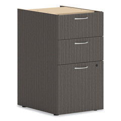 HON® Mod Support Pedestal, Left or Right, 3-Drawers: Box/Box/File, Legal/Letter, Slate Teak, 15" x 20" x 28"