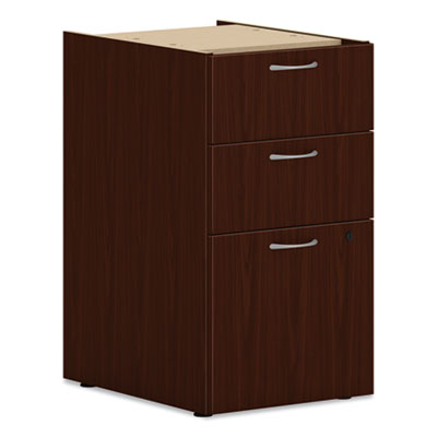HON® Mod Support Pedestal, Left or Right, 3-Drawers: Box/Box/File, Legal/Letter, Traditional Mahogany, 15