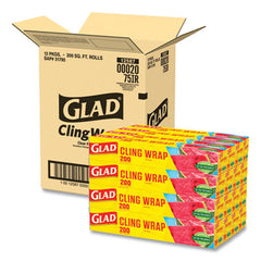 Glad® ClingWrap Plastic Wrap, 200 Square Foot Roll, Clear, 12 Rolls/Carton