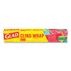 Glad® ClingWrap Plastic Wrap, 200 Square Foot Roll, Clear, 12 Rolls/Carton Plastic Wrap - Office Ready