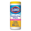 Clorox® Disinfecting Wipes, 1-Ply, 7 x 8, Crisp Lemon, White, 35/Canister Cleaner/Detergent Wet Wipes - Office Ready