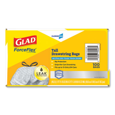 Glad CLO78526CT 13 gal Strong Tall Kitchen Trash Bags - Box of 100