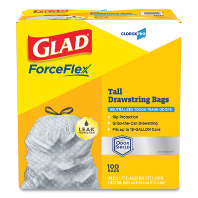 Glad ForceFlexPlus Tall Kitchen Drawstring Trash Bags