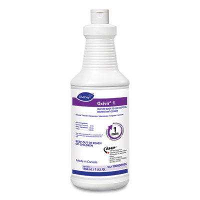 Diversey™ Oxivir® 1 RTU Disinfectant Cleaner, 32 oz Spray Bottle, 12/Carton Disinfectants/Cleaners - Office Ready