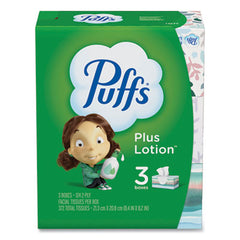 Puffs® Plus Lotion™ Facial Tissue, White, 2-Ply, 124/Box, 3 Box/Pack, 8 Packs/Carton