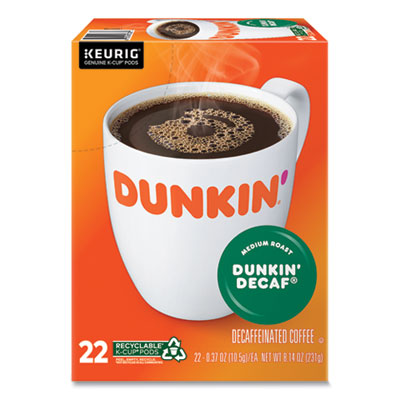 Dunkin Donuts® K-Cup® Pods, Dunkin' Decaf, 22/Box Beverages-Coffee, K-Cup - Office Ready